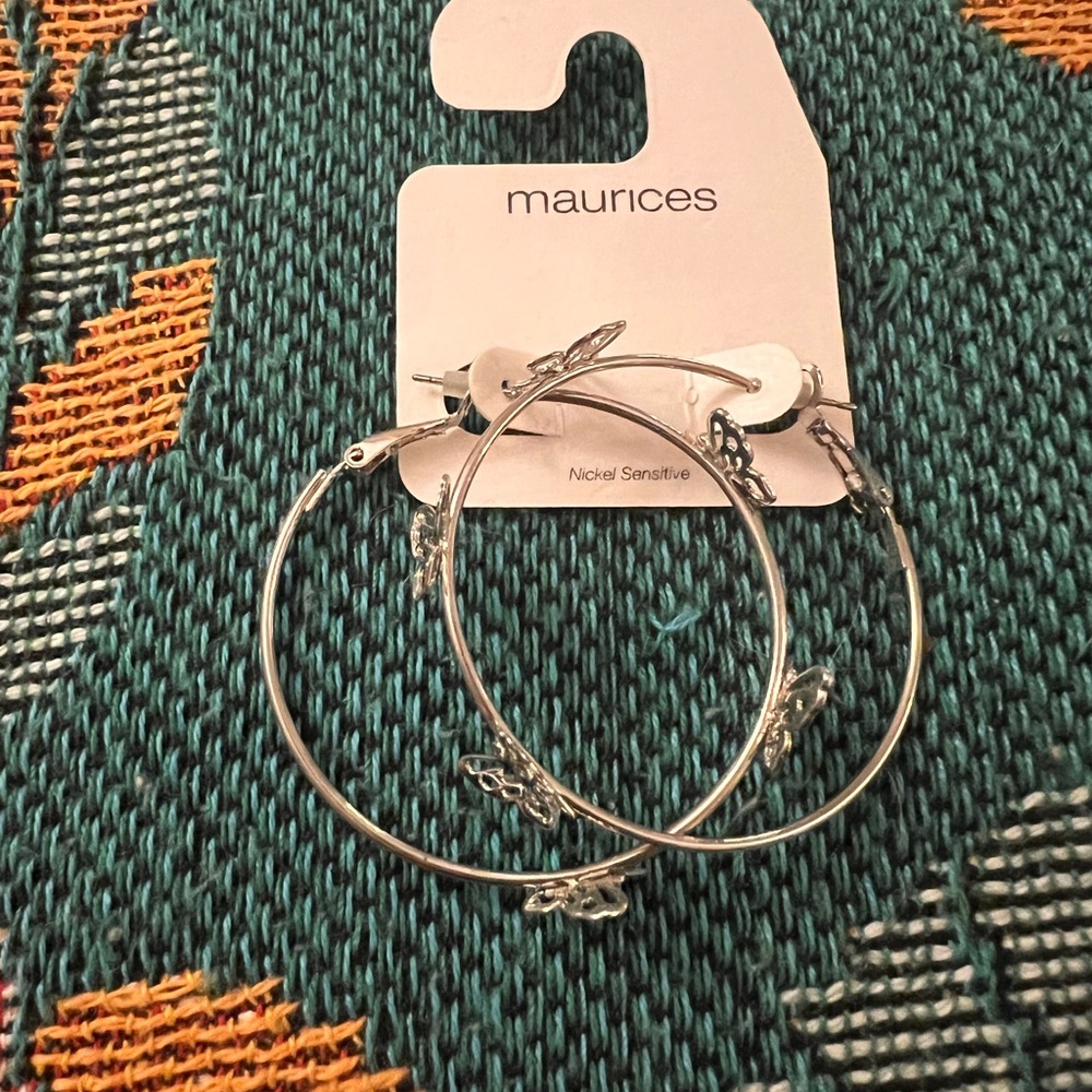 Maurices butterfly hoop earrings NWT